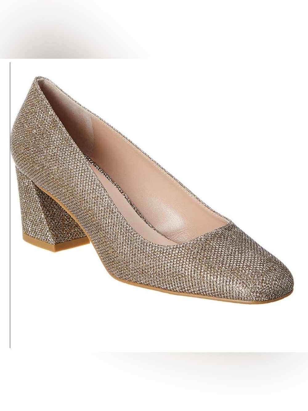 Stuart Weitzman Marymid Metallic Gold Pumps Block Heel Sz 6